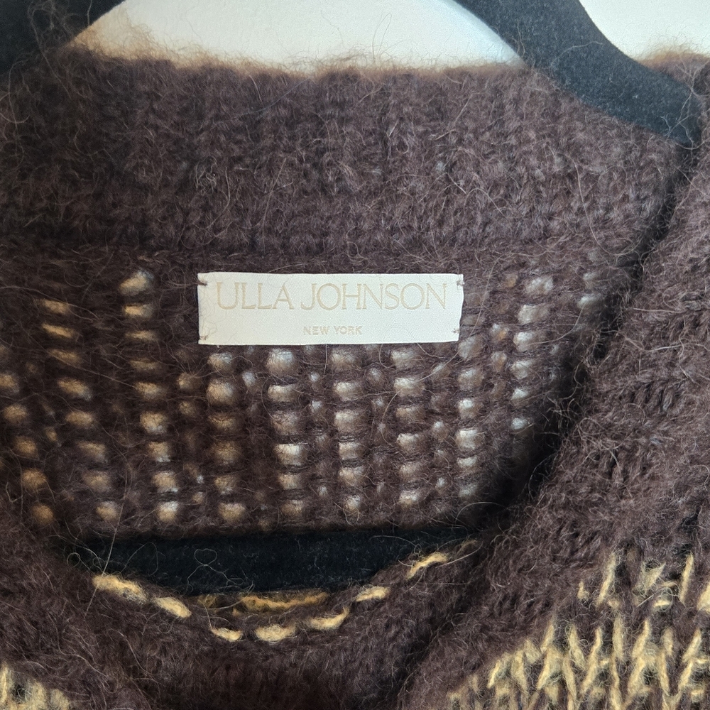 Ulla Johnson Rosalia Alpaca Sweater Puff Sleeve Striped Cozy Knit Oversized Boho - Picture 10 of 11